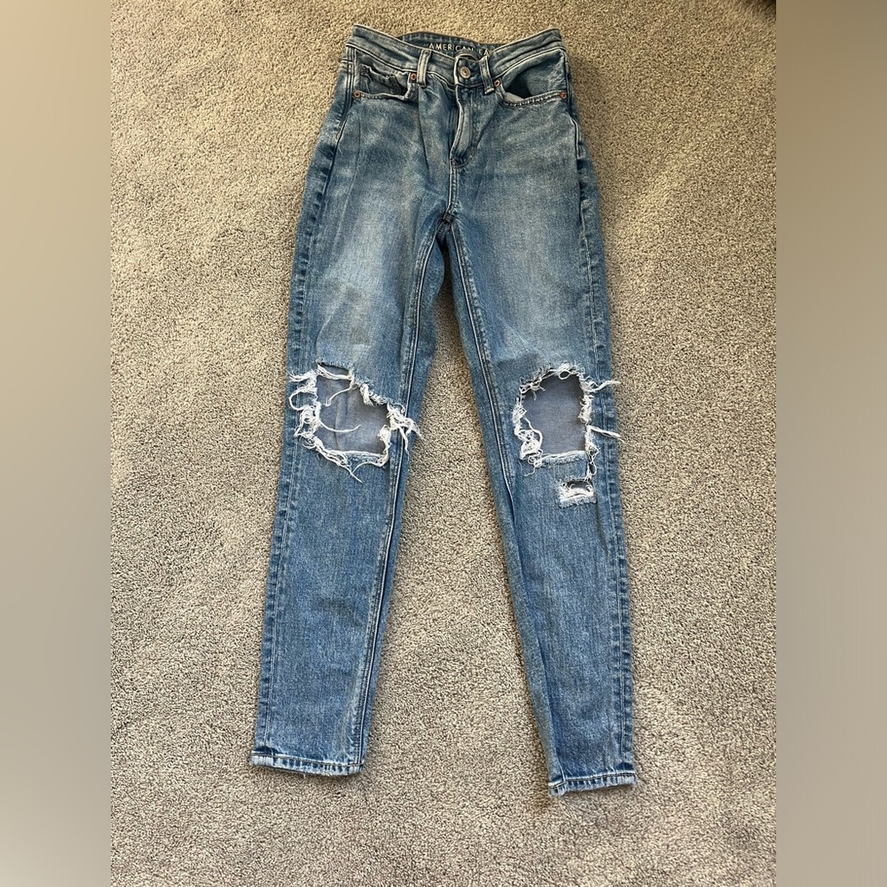Distressed Blue American Eagle Women's Jeans